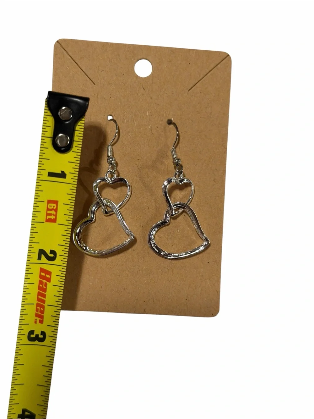 Silver Double Heart Drop Earrings - Women's Jewelry